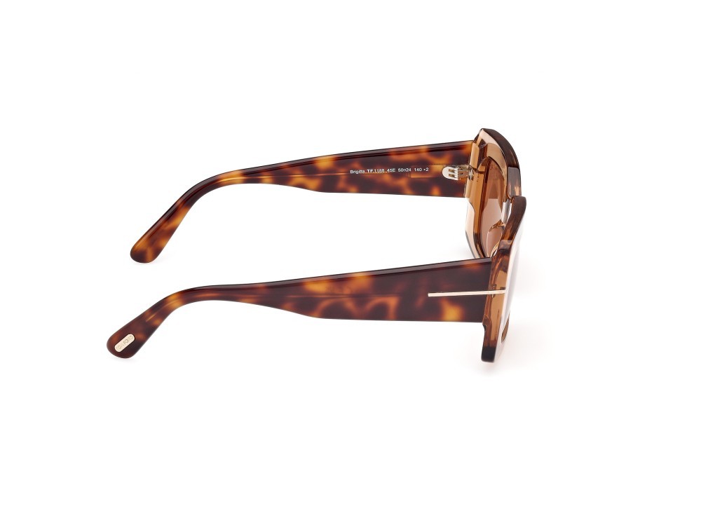 Occhiali da sole Tom Ford Brigitta FT1188 (45E) colore marrone chiaro lucido forma rettangolare lenti marrone