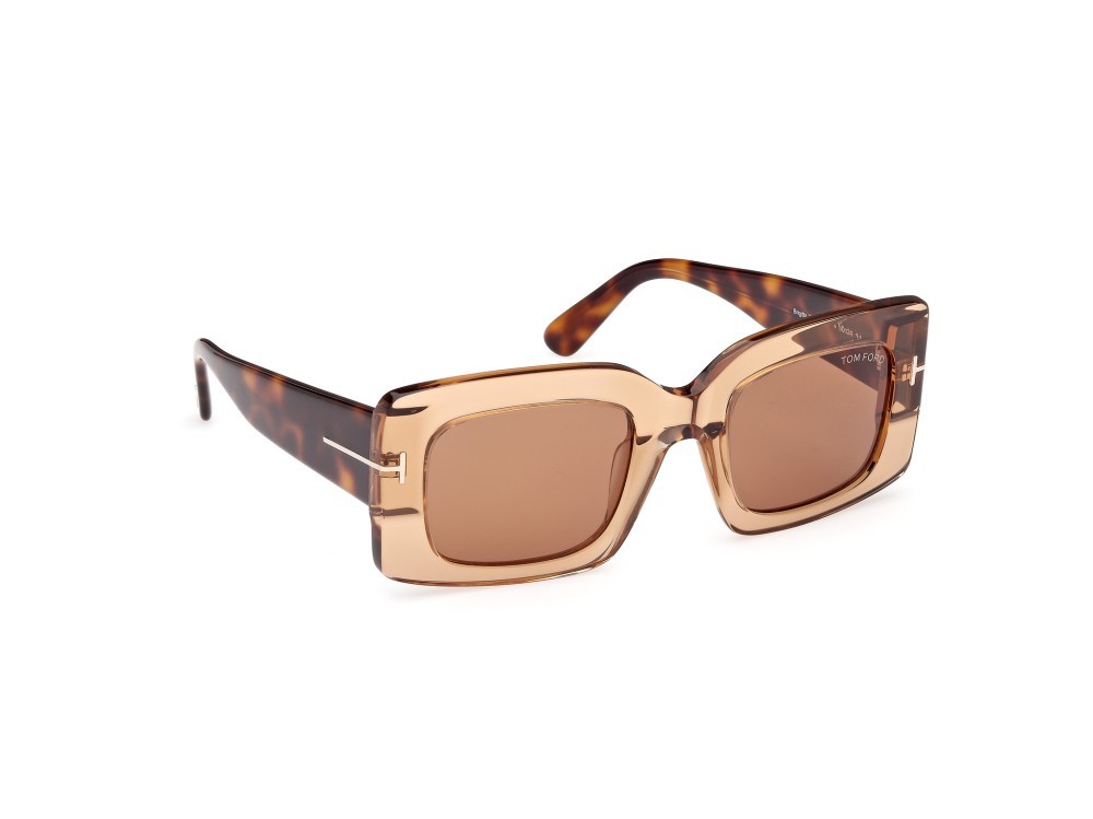 Occhiali da sole Tom Ford Brigitta FT1188 (45E) colore marrone chiaro lucido forma rettangolare lenti marrone