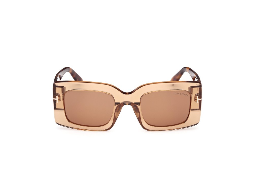 Occhiali da sole Tom Ford Brigitta FT1188 (45E) colore marrone chiaro lucido forma rettangolare lenti marrone