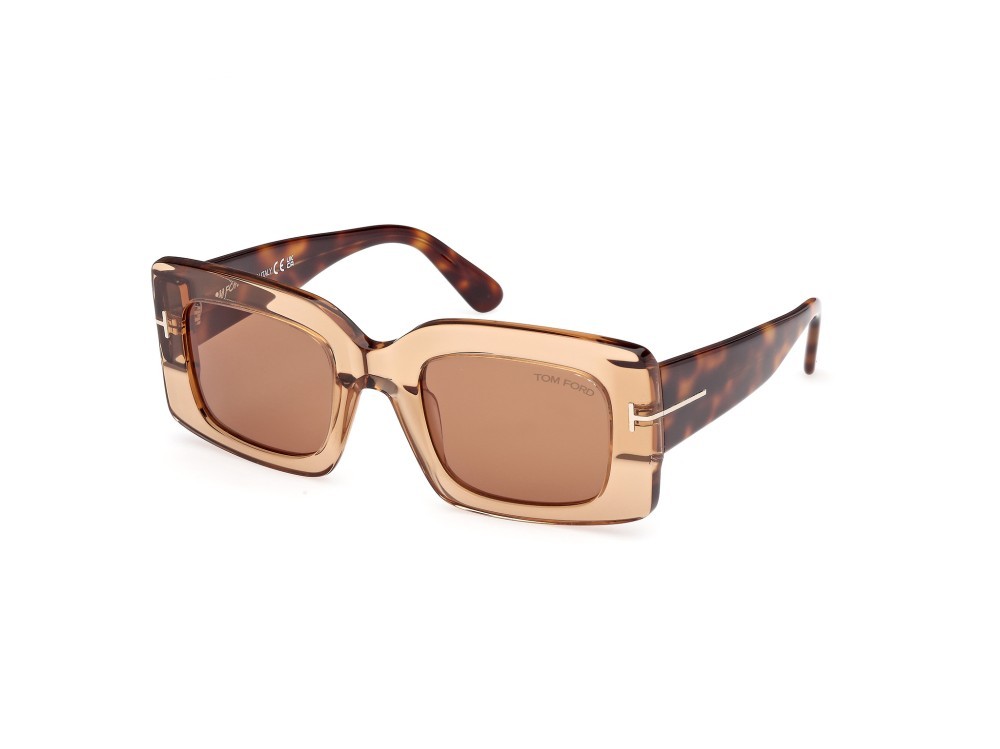 Occhiali da sole Tom Ford Brigitta FT1188 (45E) colore marrone chiaro lucido forma rettangolare lenti marrone