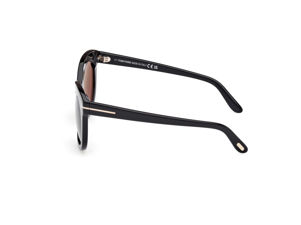 Sunglasses Tom Ford Odette FT1189 (01E) color nero lucido shape butterfly lenses marrone