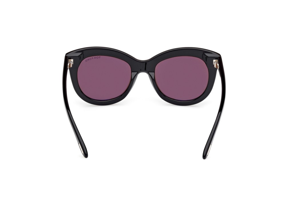 Sunglasses Tom Ford Odette FT1189 (01E) color nero lucido shape butterfly lenses marrone