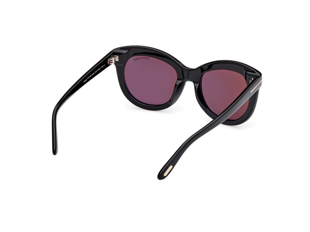 Sunglasses Tom Ford Odette FT1189 (01E) color nero lucido shape butterfly lenses marrone
