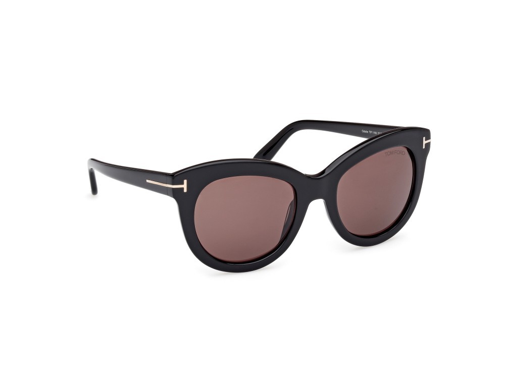 Sunglasses Tom Ford Odette FT1189 (01E) color nero lucido shape butterfly lenses marrone