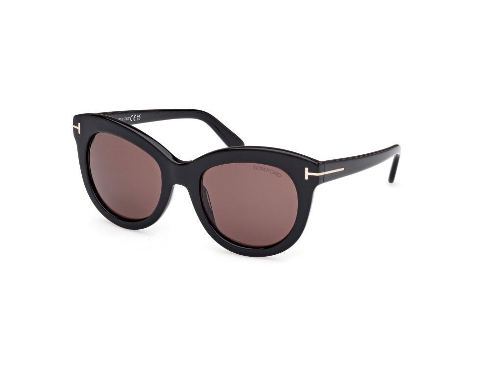 Sunglasses Tom Ford Odette FT1189 (01E) color nero lucido shape butterfly lenses marrone