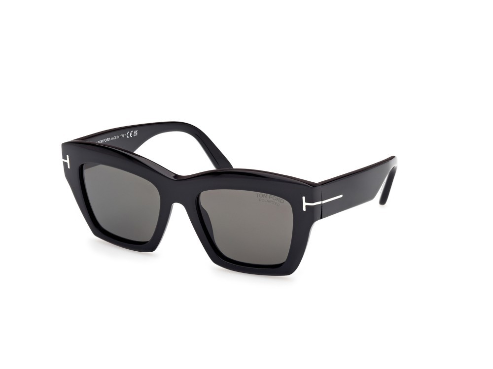 Sunglasses Tom Ford Luna FT1191 (01D) color nero lucido shape butterfly lenses fumo polar.