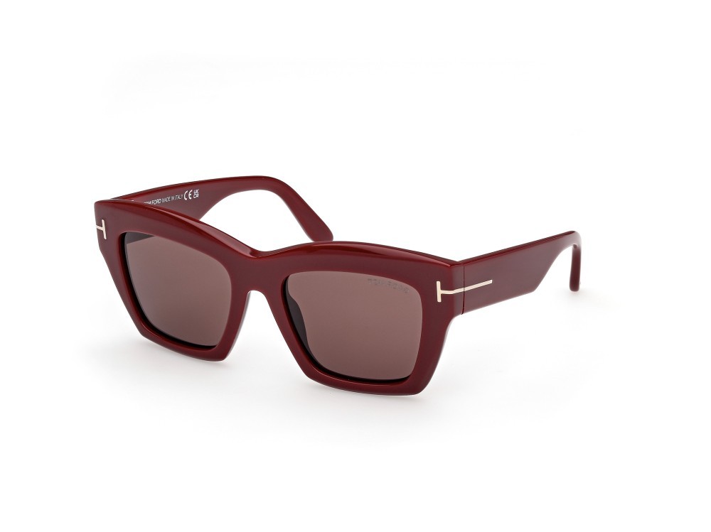 Sunglasses Tom Ford Luna FT1191 (69E) color bordeaux lucido shape butterfly lenses marrone