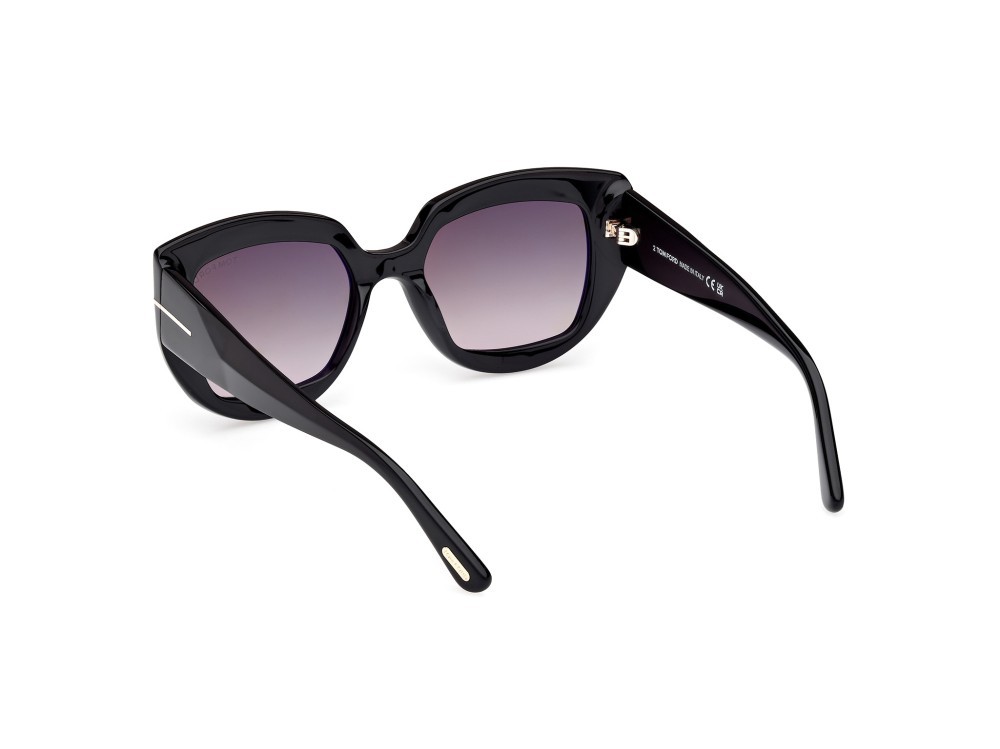 Sunglasses Tom Ford Saltzman FT1192 (01B) color nero lucido shape butterfly lenses fumo grad.