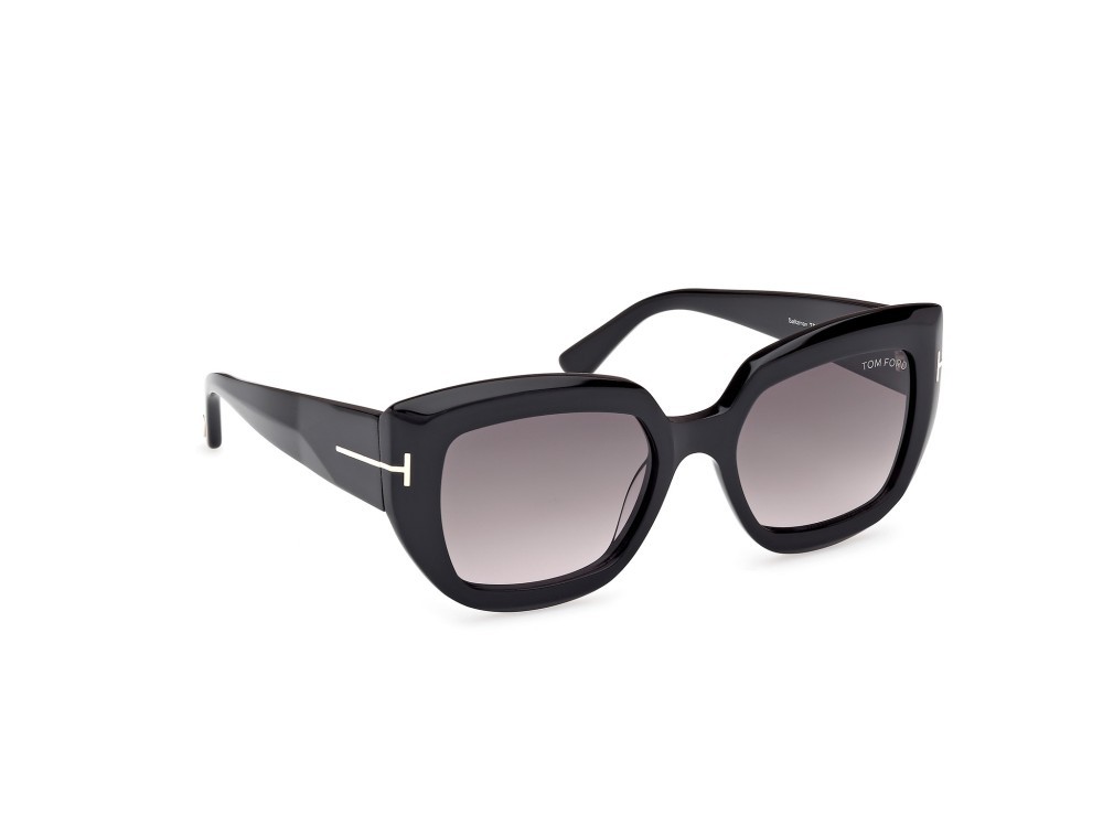 Sunglasses Tom Ford Saltzman FT1192 (01B) color nero lucido shape butterfly lenses fumo grad.