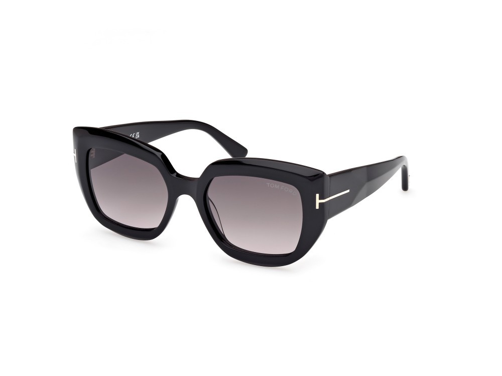 Sunglasses Tom Ford Saltzman FT1192 (01B) color nero lucido shape butterfly lenses fumo grad.