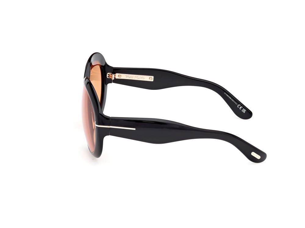 Sonnenbrillen Tom Ford Angellica FT1193 (01E) farbe nero lucido form rund gläser marrone