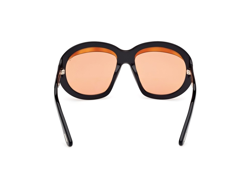 Sonnenbrillen Tom Ford Angellica FT1193 (01E) farbe nero lucido form rund gläser marrone