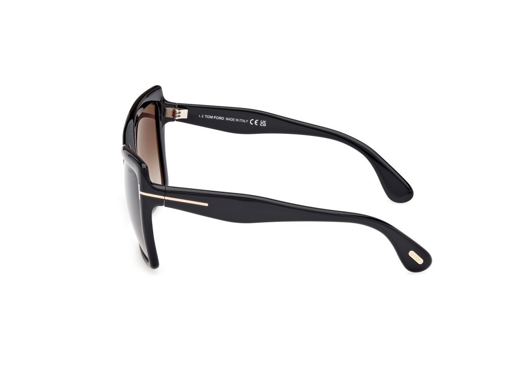 Sunglasses Tom Ford Fiore FT1195 (01B) color nero lucido shape butterfly lenses fumo grad.