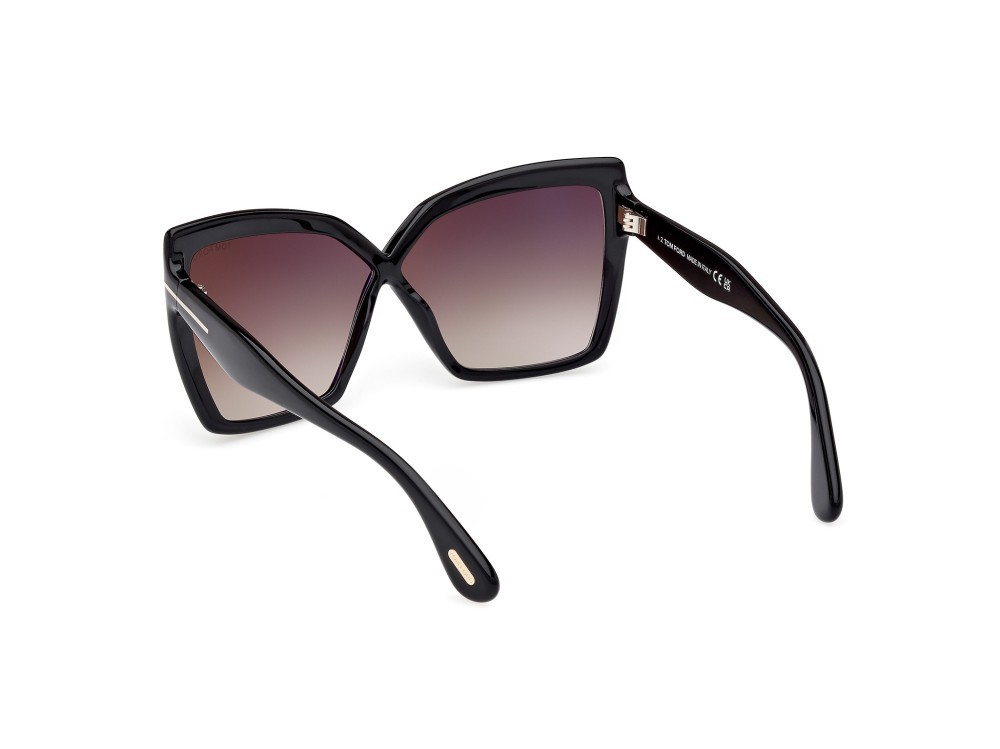 Sunglasses Tom Ford Fiore FT1195 (01B) color nero lucido shape butterfly lenses fumo grad.