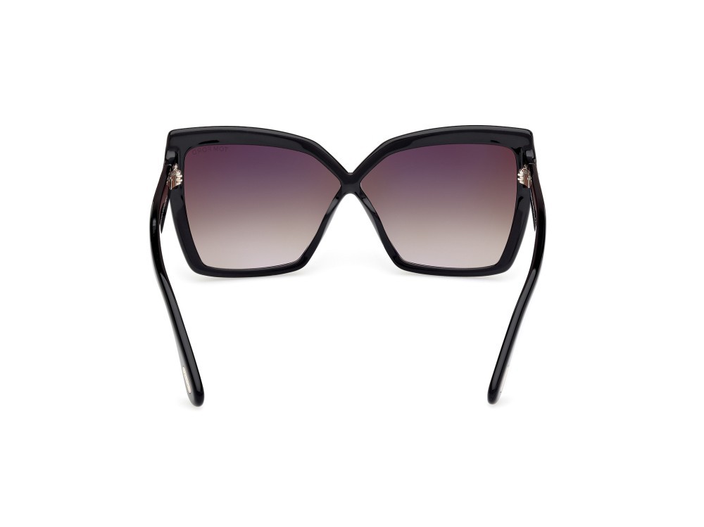Sunglasses Tom Ford Fiore FT1195 (01B) color nero lucido shape butterfly lenses fumo grad.