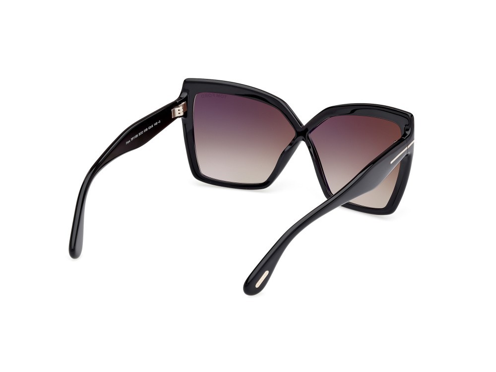 Sunglasses Tom Ford Fiore FT1195 (01B) color nero lucido shape butterfly lenses fumo grad.