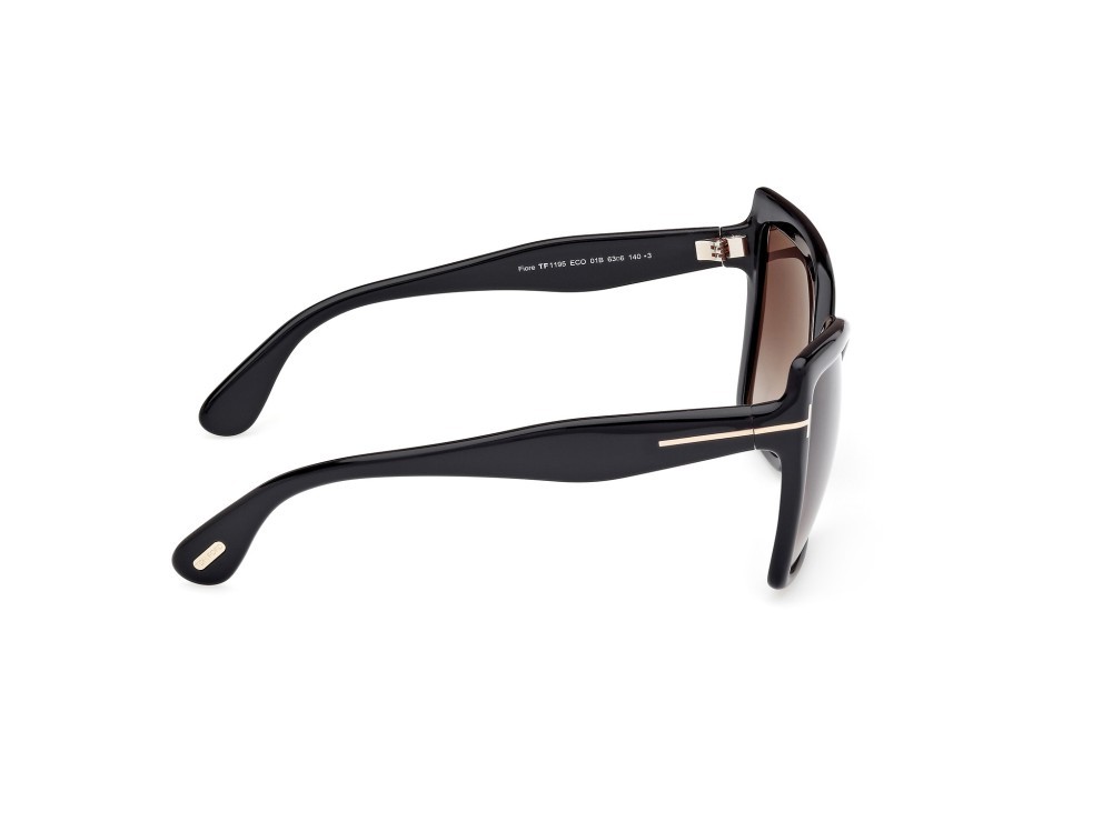 Sunglasses Tom Ford Fiore FT1195 (01B) color nero lucido shape butterfly lenses fumo grad.