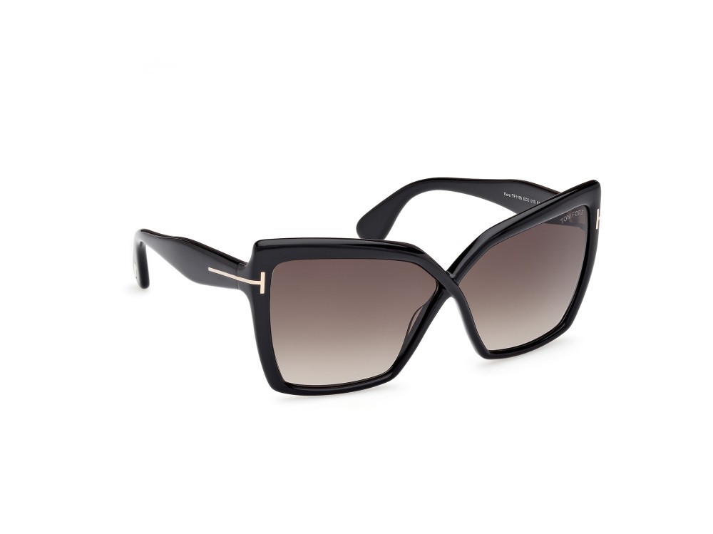 Sunglasses Tom Ford Fiore FT1195 (01B) color nero lucido shape butterfly lenses fumo grad.