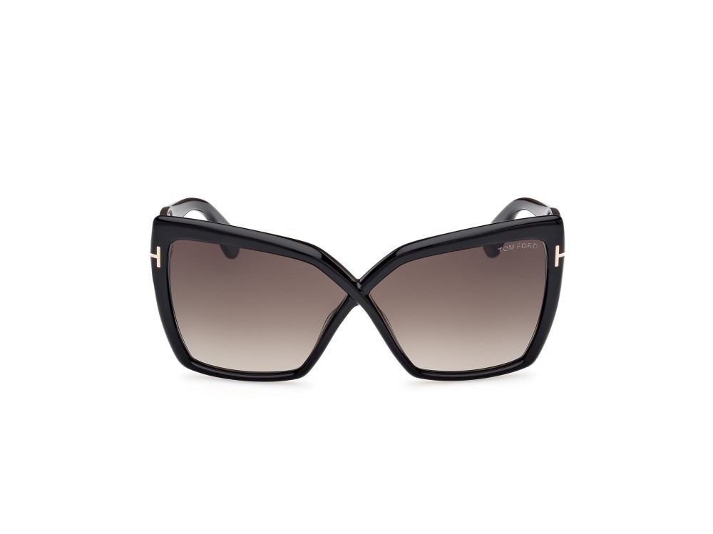 Sunglasses Tom Ford Fiore FT1195 (01B) color nero lucido shape butterfly lenses fumo grad.