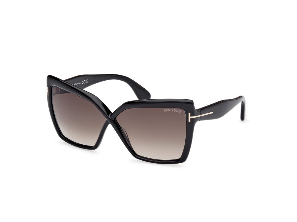 Sunglasses Tom Ford Fiore FT1195 (01B) color nero lucido shape butterfly lenses fumo grad.