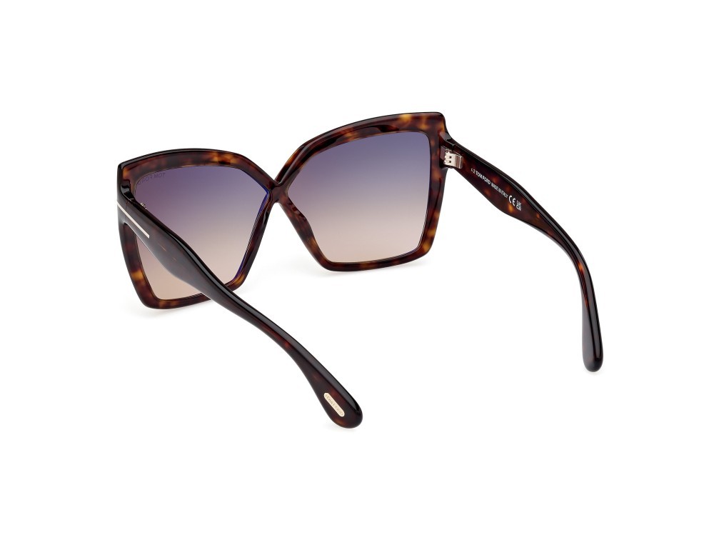 Sunglasses Tom Ford Fiore FT1195 (52B) color avana scura shape butterfly lenses fumo grad.