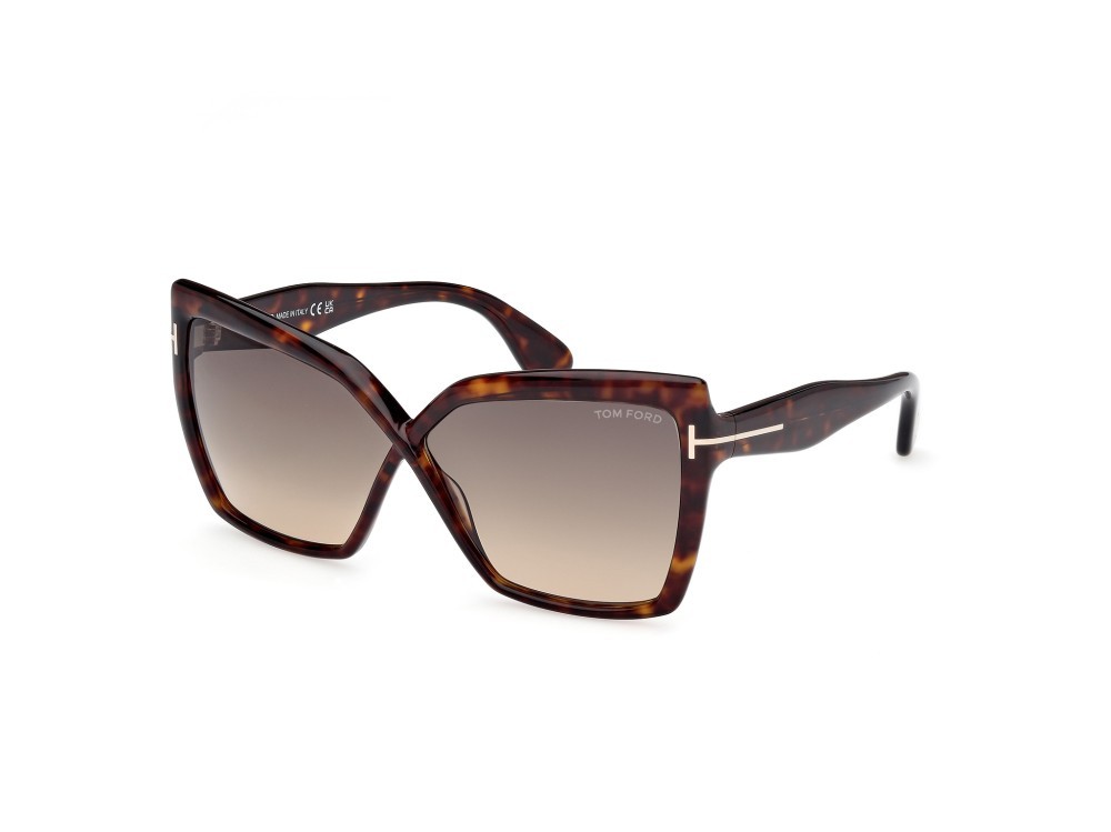 Sunglasses Tom Ford Fiore FT1195 (52B) color avana scura shape butterfly lenses fumo grad.