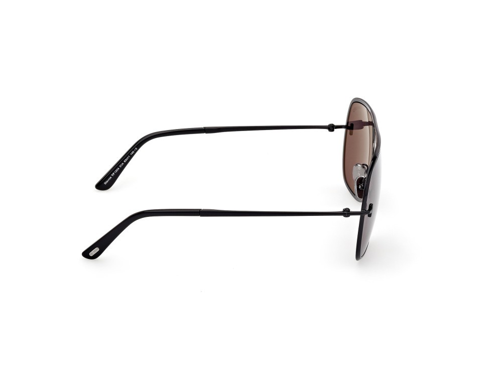 Sunglasses Tom Ford Stavros FT1204 (01A) color nero lucido shape navigator lenses fumo
