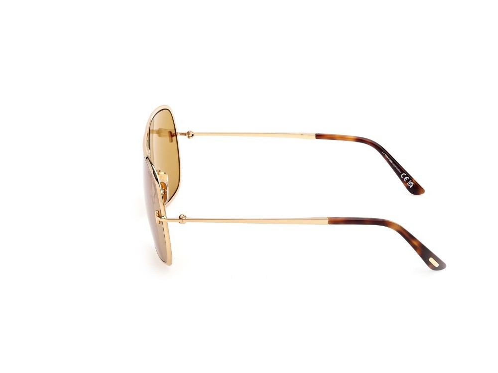 Sunglasses Tom Ford Stavros FT1204 (30E) color oro endura lucido shape navigator lenses marrone