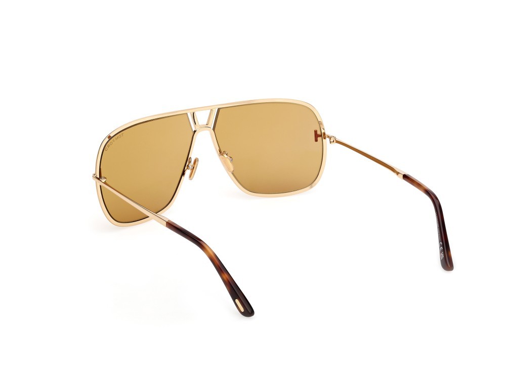 Sunglasses Tom Ford Stavros FT1204 (30E) color oro endura lucido shape navigator lenses marrone