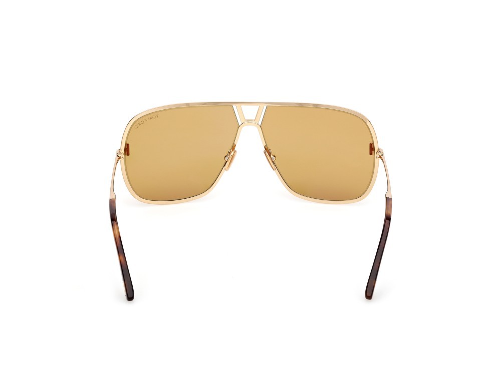 Sunglasses Tom Ford Stavros FT1204 (30E) color oro endura lucido shape navigator lenses marrone
