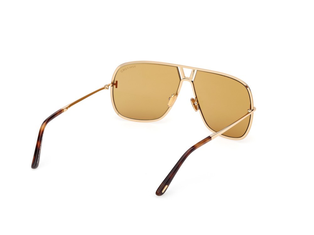 Sunglasses Tom Ford Stavros FT1204 (30E) color oro endura lucido shape navigator lenses marrone