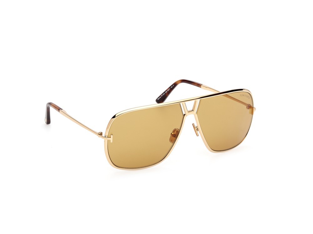 Sunglasses Tom Ford Stavros FT1204 (30E) color oro endura lucido shape navigator lenses marrone