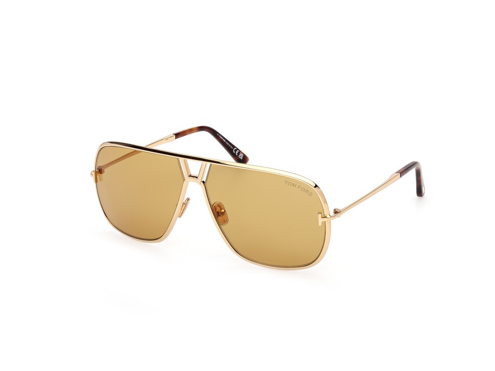 Sunglasses Tom Ford Stavros FT1204 (30E) color oro endura lucido shape navigator lenses marrone