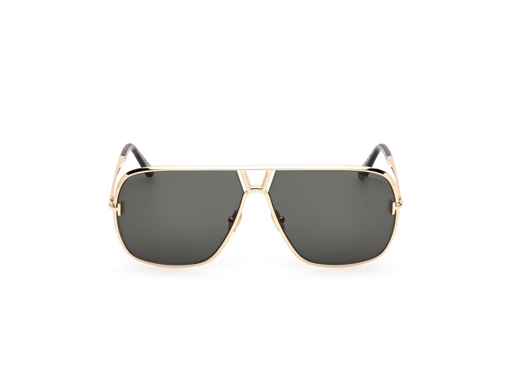 Sunglasses Tom Ford Stavros FT1204 (30N) color oro endura lucido shape navigator lenses verde