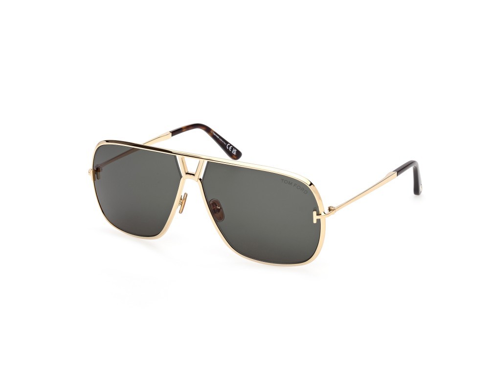 Sunglasses Tom Ford Stavros FT1204 (30N) color oro endura lucido shape navigator lenses verde