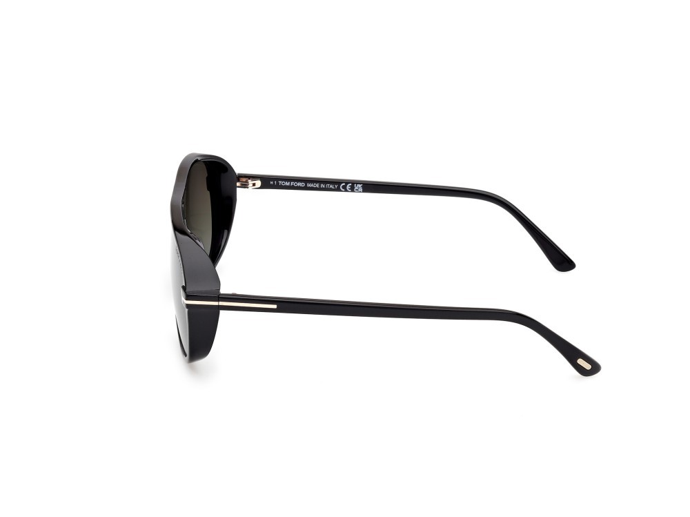 Occhiali da sole Tom Ford Guillaume FT1208 (01B) colore nero lucido forma aviator lenti fumo grad.