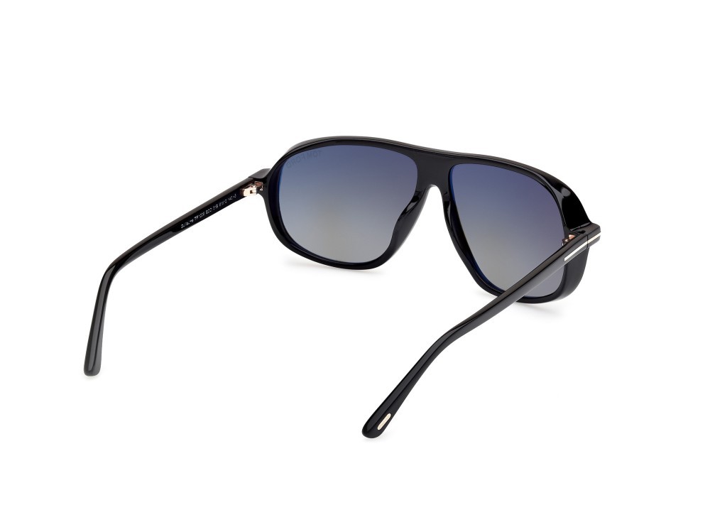 Occhiali da sole Tom Ford Guillaume FT1208 (01B) colore nero lucido forma aviator lenti fumo grad.