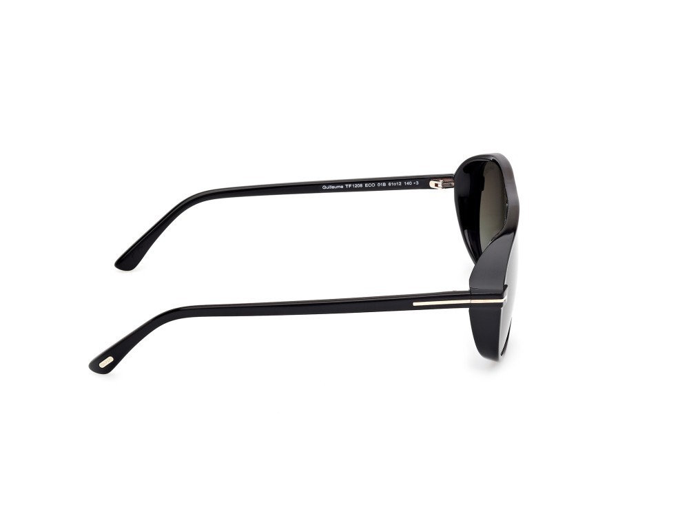 Occhiali da sole Tom Ford Guillaume FT1208 (01B) colore nero lucido forma aviator lenti fumo grad.