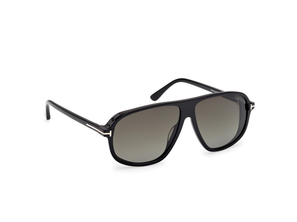 Occhiali da sole Tom Ford Guillaume FT1208 (01B) colore nero lucido forma aviator lenti fumo grad.