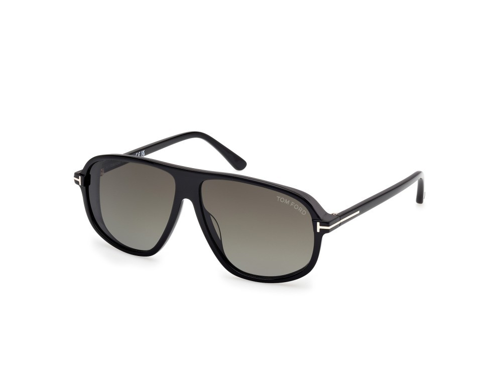 Occhiali da sole Tom Ford Guillaume FT1208 (01B) colore nero lucido forma aviator lenti fumo grad.