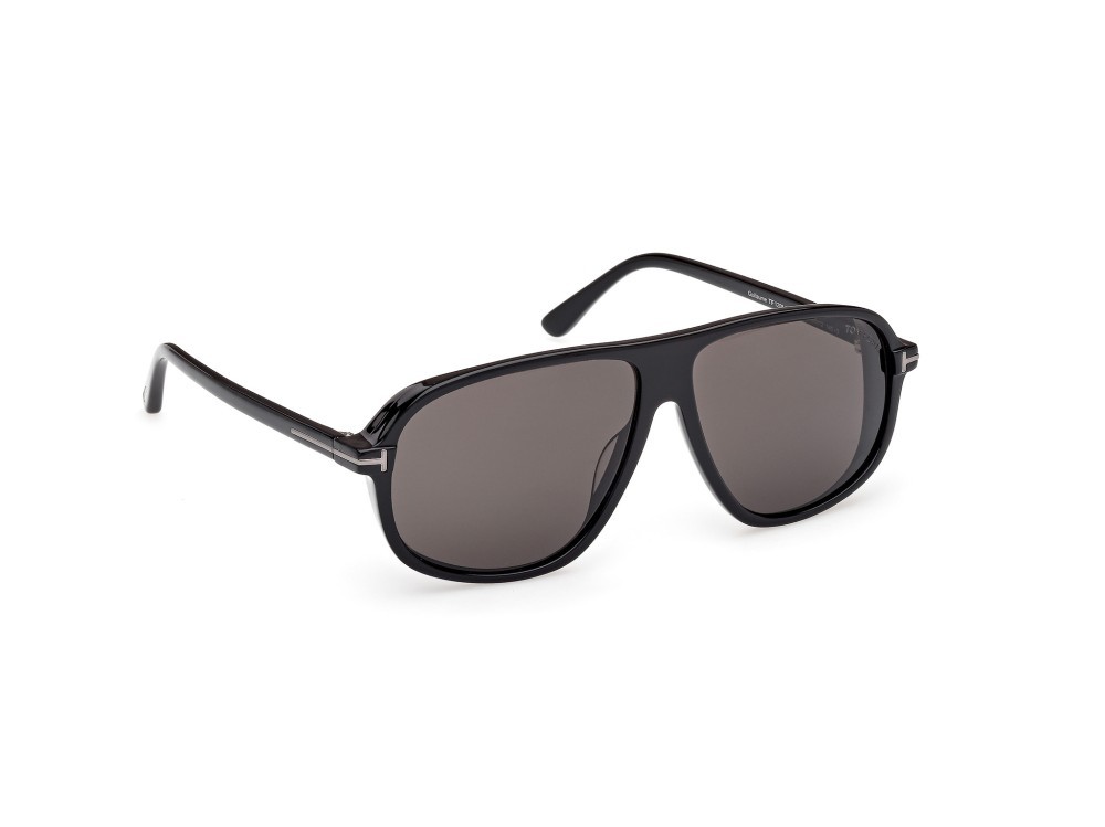 Sunglasses Tom Ford Guillaume FT1208-N (01A) color nero lucido shape aviator lenses fumo