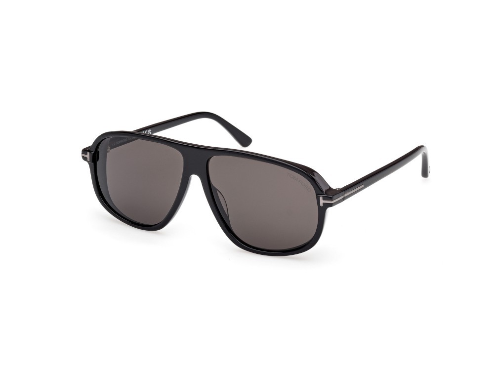 Sunglasses Tom Ford Guillaume FT1208-N (01A) color nero lucido shape aviator lenses fumo