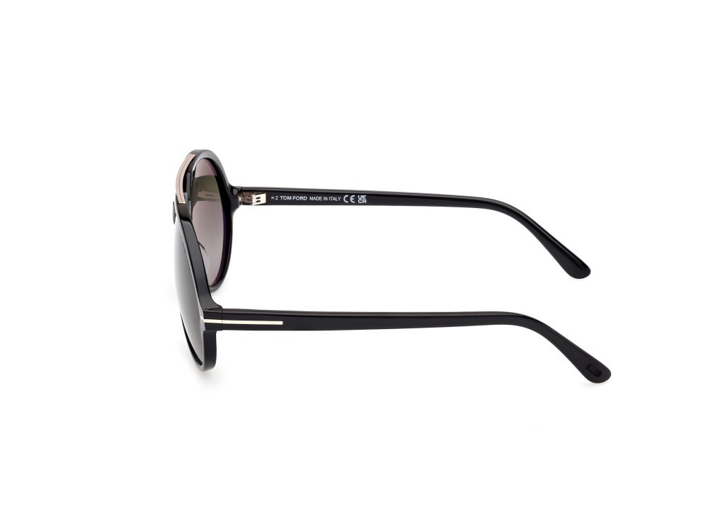 Sunglasses Tom Ford Aalto FT1210 (01B) color nero lucido shape aviator lenses fumo grad.