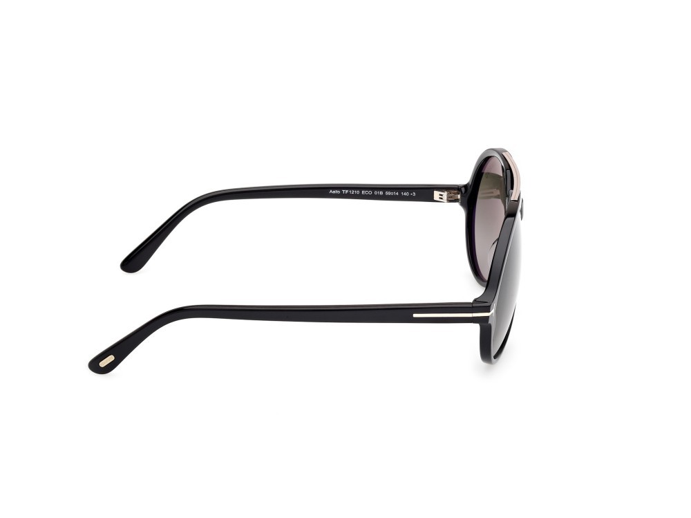 Sunglasses Tom Ford Aalto FT1210 (01B) color nero lucido shape aviator lenses fumo grad.