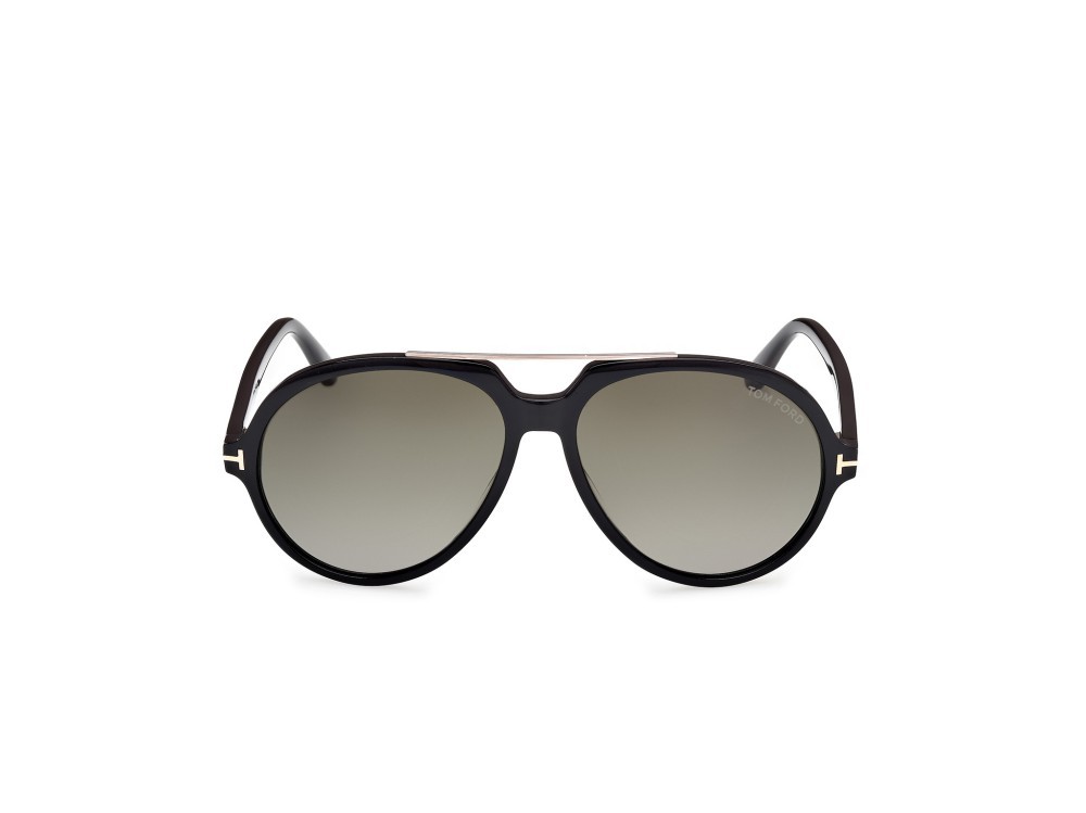 Sunglasses Tom Ford Aalto FT1210 (01B) color nero lucido shape aviator lenses fumo grad.