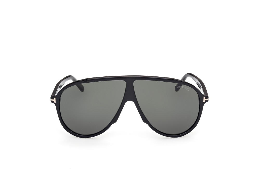 Sunglasses Tom Ford Vladimir FT1211 (01N) color nero lucido shape aviator lenses verde