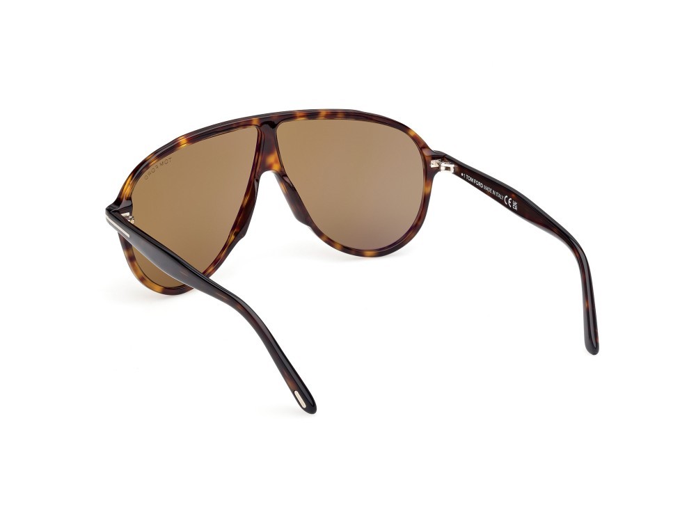 Sunglasses Tom Ford Vladimir FT1211 (52N) color avana scura shape aviator lenses verde