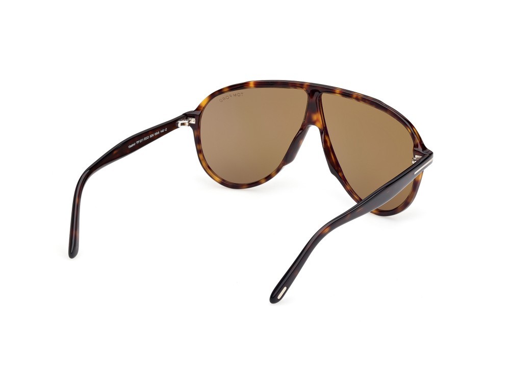 Sunglasses Tom Ford Vladimir FT1211 (52N) color avana scura shape aviator lenses verde