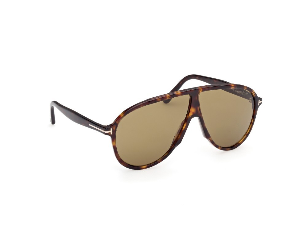 Sunglasses Tom Ford Vladimir FT1211 (52N) color avana scura shape aviator lenses verde