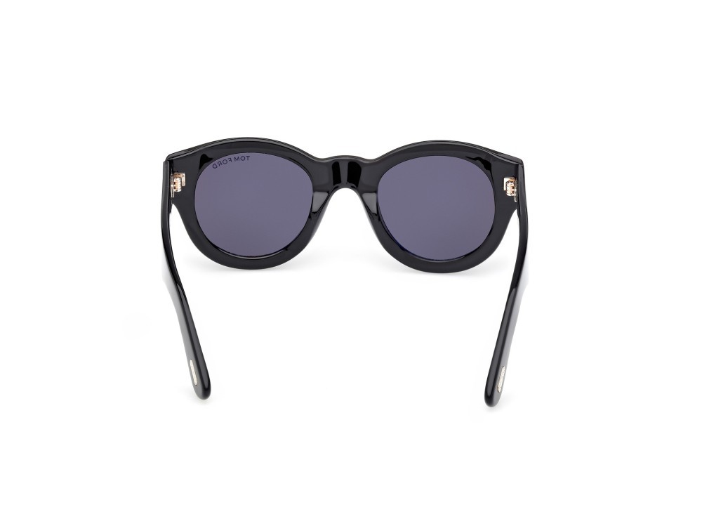 Occhiali da sole Tom Ford Lucinda FT1212 (01A) colore nero lucido forma rotondo lenti fumo